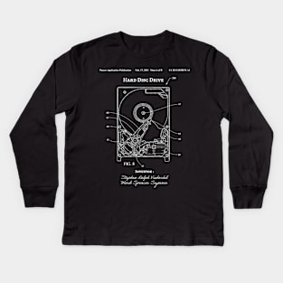 Hard Drive Patent  - HDD Blueprint Poster Computer Art - Gift for computer engineer Kids Long Sleeve T-Shirt